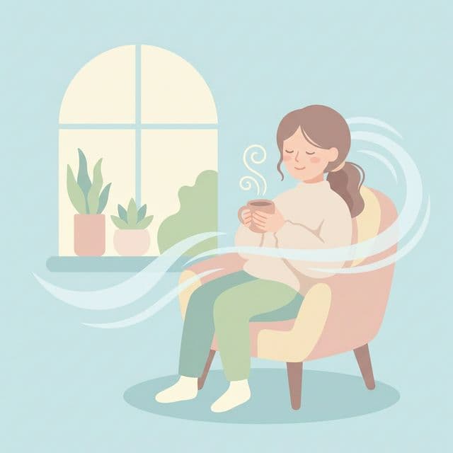 女性在窗边享受宁静的下午茶独处时光