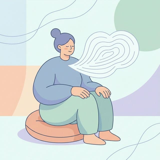 闭眼坐立进行深呼吸冥想的人